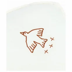 Nobodinoz Coussin Nuage avec broderie Oiseau - Lin Français | Ecru Outlet