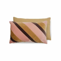 Discount HKliving Coussin rayé en velours | Rose