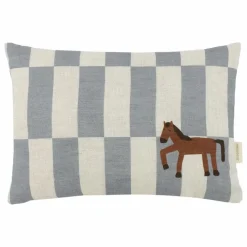 Discount Nobodinoz Coussin rectangulaire Cheval Vibes - Lin Français | Bleu