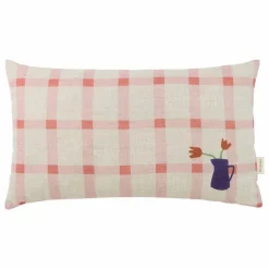 New Nobodinoz Coussin rectangulaire Tulipe Vibes - Lin Français | Rose