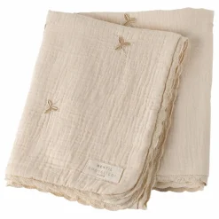 Gentil Coquelicot Couverture brodée trèfles en gaze de coton