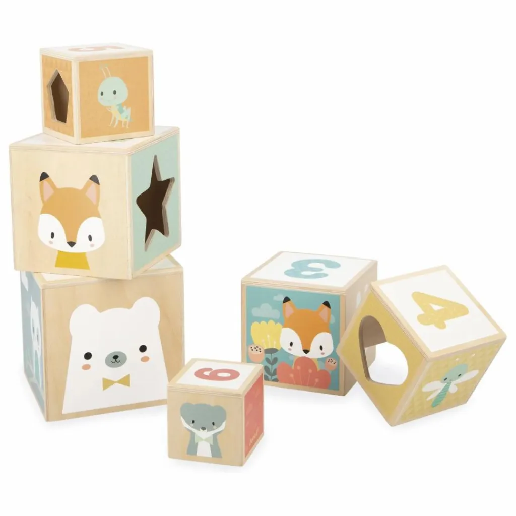 Janod Cubes à empiler Pure Multicolore Hot