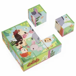 Janod Jouets D'Éveil|Jouets D'Éveil|Cubes animaux de la ferme