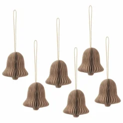 Broste Copenhagen Décoration de Noël en papier Cloche - Set de 6 | Marron Hot