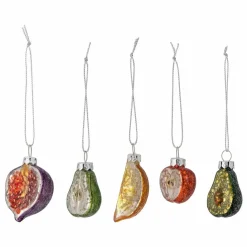 Bloomingville Décorations de Noël Finka en verre - Lot de 5 | Rouge Hot