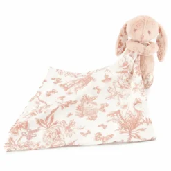 Outlet Tartine et Chocolat Doudou lange Augustin le lapin Toile de Jouy | Rose pêche