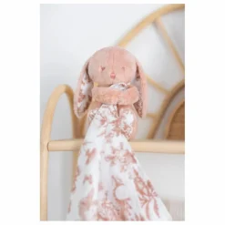 Outlet Tartine et Chocolat Doudou lange Augustin le lapin Toile de Jouy | Rose pêche
