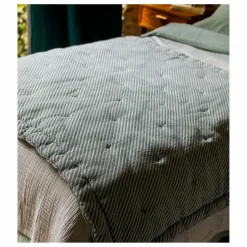 The Socialite Family Edredon Capriccio à rayures en jacquard de coton | Vert Clearance