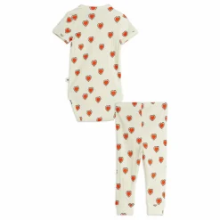 Mini Rodini Ensemble Body et Legging Cœurs Coton Bio | Ecru Clearance