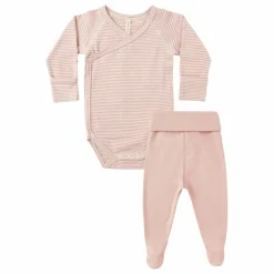 Discount Quincy Mae Ensemble Body et Pantalon à Pieds Coton Bio | Rose
