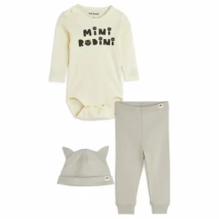 Mini Rodini Bodies, Combinaisons|Pyjamas Et Bodies|Ensemble Body, Jogger et Bonnet Chat Coton Bio |