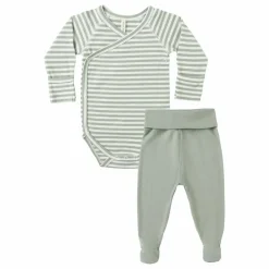 Quincy Mae Bodies, Combinaisons|Bodies, Combinaisons|Ensemble Body Rayé et Pantalon à Pieds Coton Bio |