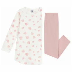 Petit Bateau Ensemble Chemise de Nuit et Legging Cœurs Coton Bio | Rose