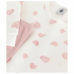 Petit Bateau Ensemble Chemise de Nuit et Legging Cœurs Coton Bio | Rose