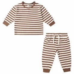 Quincy Mae Ensemble Pull et Pantalon Rayé Bamboo | Marron Best