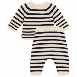 Hot Petit Bateau Ensemble Rayé Laine | Beige