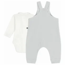 Hot Petit Bateau Ensemble Salopette et Body Ours Coton Bio | Gris