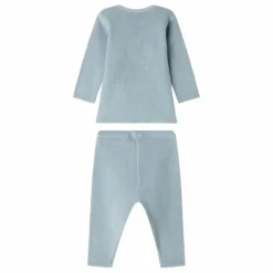 Bonpoint Ensemble Top et Pantalon Timi Eponge Bio | Bleu gris Outlet