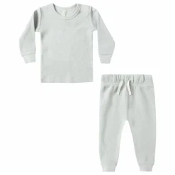 Quincy Mae Ensemble T-shirt et Jogger Waffle Coton Bio | Bleu Clair Clearance