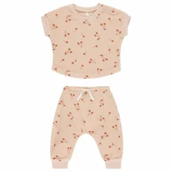 Quincy Mae Ensemble T-shirt et Pantalon Terry Eponge | Rose pâle Online