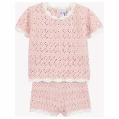Tartine et Chocolat Ensemble T-shirt et Short Pointelle | Rose pâle