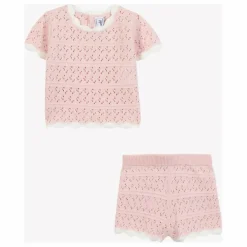 Tartine et Chocolat Ensemble T-shirt et Short Pointelle | Rose pâle
