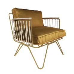 Honoré Fauteuil Croisette doré mat epoxy, velours |
