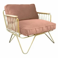 Hot Honoré Fauteuil Croisette doré mat epoxy, velours | Rose