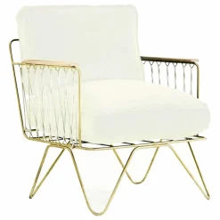 Online Honoré Fauteuil Croisette doré mat epoxy, coton | Blanc