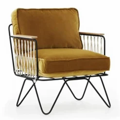 New Honoré Fauteuil Croisette noir, velours | Camel