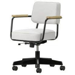 Vitra Fauteuil de bureau Direction Pivotant, piètement noir foncé - Jean Prouvé | Gris perle Outlet