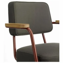 Discount Vitra Fauteuil de bureau Direction Pivotant, piètement japonese red - Jean Prouvé | Gris foncé