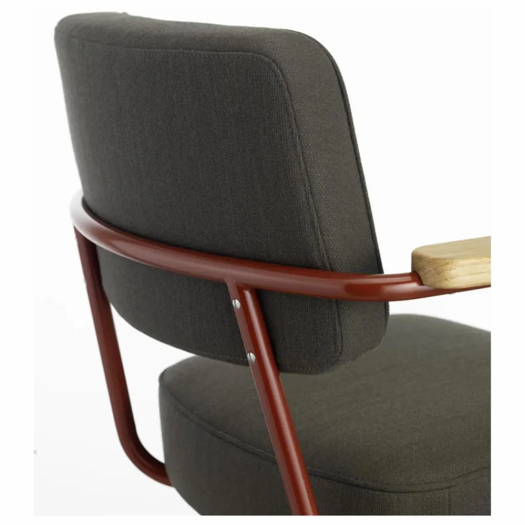 Discount Vitra Fauteuil de bureau Direction Pivotant, piètement japonese red - Jean Prouvé | Gris foncé
