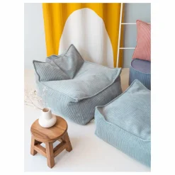 Wigiwama Fauteuil en velours côtelé | Bleu Clair