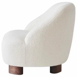 Best & Tradition Fauteuil lounge Margas LC1 piètement en noyer | Ivoire