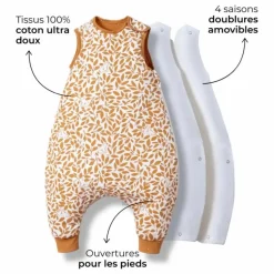 Les Petites Billes Gigoteuses, Tours De Lit|Gigoteuses, Emmaillotage|Gigoteuse à pieds multi-saisons réversible Ourson |