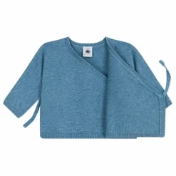 Petit Bateau Gilet Cache-Cœur Pointelle Laine | Bleu ciel Sale
