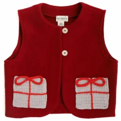Hot Kalinka Gilet Cadeaux de Noël Laine Feutrée Mérinos | Rouge