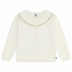 New Petit Bateau Gilet Col Pailleté Laine | Ecru