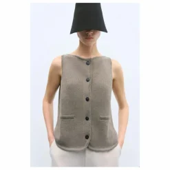 Cordera Gilet Sans Manches Col Bateau Coton Recyclé | Taupe Outlet