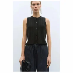 New Cordera Gilet Sans Manches Côtelé Laine Mérinos Extra Fine | Noir