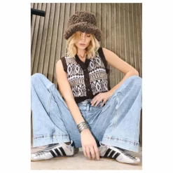 Lollys Laundry Gilet Sans Manches Francesca | Marron New