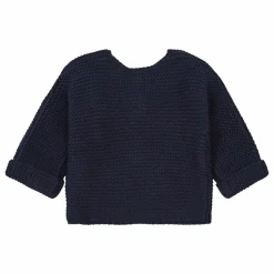 Petit Bateau Gilet Tricot Point Mousse Fabalero Coton Bio | Bleu marine New