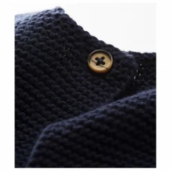 Petit Bateau Gilet Tricot Point Mousse Fabalero Coton Bio | Bleu marine New