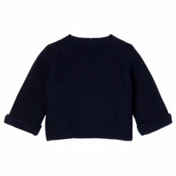 Petit Bateau Gilet Tricot Point Mousse Fabalero Coton Bio | Bleu marine New