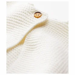 Best Petit Bateau Gilet Tricot Point Mousse Fabalero Coton Bio | Blanc