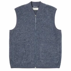 Universal Works Gilet Zippé Sans Manches | Bleu Acier Clearance