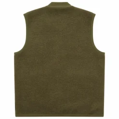 Universal Works Gilet Zippé Sans Manches Laine | Vert kaki Outlet