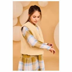 AO76 Gilets Sans Manches Réversible Façon Sherpa Jambo | Beige New