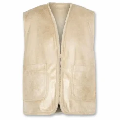AO76 Gilets Sans Manches Réversible Façon Sherpa Jambo | Beige New